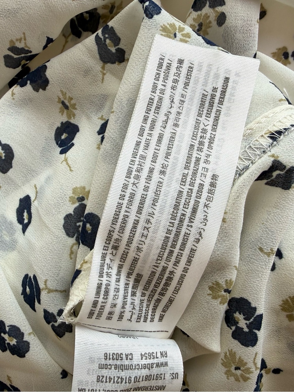 Abercrombie Floral Chiffon Maxi Dress Ruffle Cottagecore Coquette Cream Navy L - Picture 12 of 13